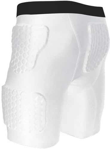 ciseroye Football Girdles for Men Basketball Padded Shorts with Pads Girdle Football Mens Basketball Padded Compression Shorts Men for Baseball Rugby Soccer Hockey (Large) White