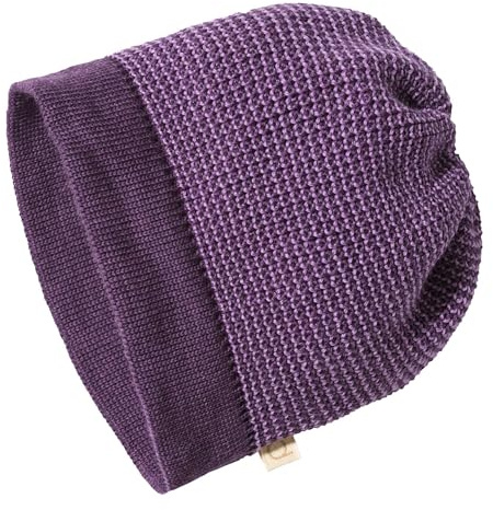 Disana Beanie Baby, Kind - 100% Bio-Merino – atmungsaktiv, bequem & weich - Unisex 42-54 cm – nachhaltig & fair – angenehme Wärme, Kopf an - Made in Germany | Aubergine-Flieder Gr. 3