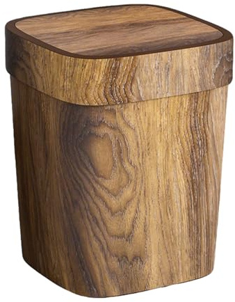 Cubo de basura rectangular de 12 litros, contenedor de basura con tapa oscilante, diseño compacto, opción práctica, adecuada para cocina, lavandería, debajo del fregadero, almacenamiento para