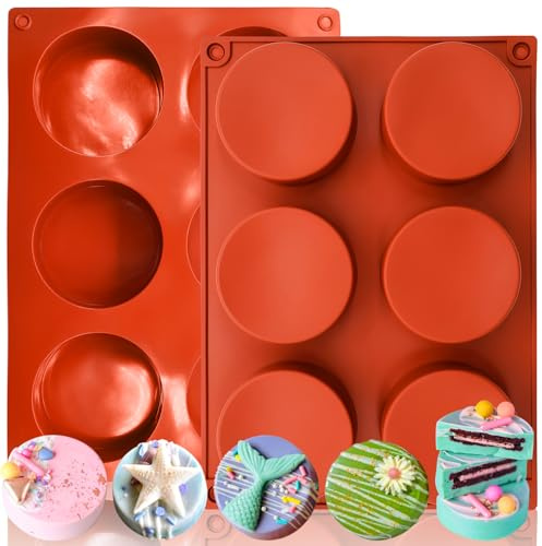 2 Packs Cylinder Silicone Molds, 6-Cavity Cylinder Mould Silicone Round Cake Mold for Covered Cookies, Cupcakes, Brownies, Bread