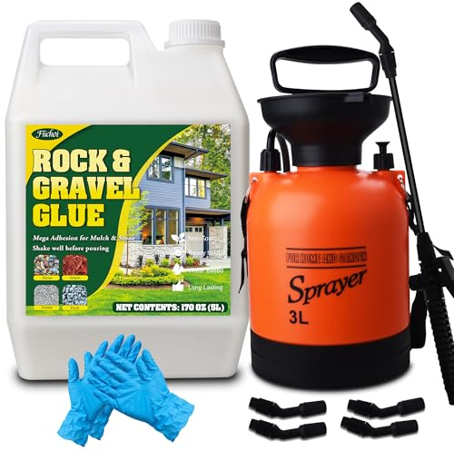 5 l grusbindare med tryckspruta – grusstabilisator extra stark och frostbeständig, giftfri för grus stenar makadam, lämplig för landskapsarkitektur rabatter trädgårdsbana trä metall rostfritt stål