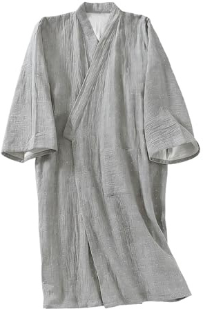 YOSUWOAI Peignoir kimono pour homme de style japonais - Pyjama printemps été - Robe de chambre - Kimono japonais - Robe de maison légère et douce - Chemise de nuit traditionnelle Haori Yukata
