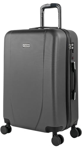 ITACA Valigia Media da Viaggio Rigide, Trolley Medio con 4 Ruote, Materiale ABS Valigia Media Rigida in Offerta Resistente e Leggero Tiber, Antracite, M