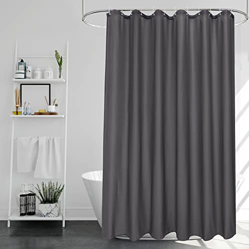 EurCross Dark Grey Extra Long Shower Curtains 210cm Drop with Hooks, Water-resistant Mildew-free Polyester Fabric Shower Curtain 180 x 210cm Long Length