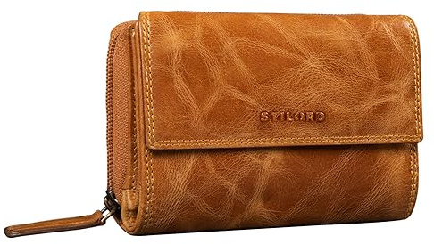STILORD Thea Damen Geldbeutel Leder RFID Geldbörse Groß Vintage Portemonnaie für Frauen NFC Schutz Ledergeldbörse mit Reißverschluss in Geschenkbox Echtleder Farbe:Perugia-braun