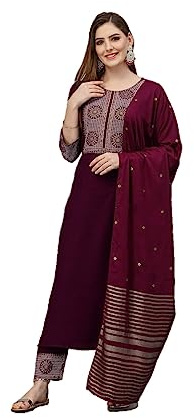 Parvdi set kurta da donna in stile indiano per abbigliamento da festa con dupatta, set kurta da donna pronto da indossare, XX-Large