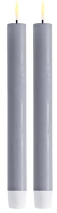 Deluxe Homeart Flammenlose LED-Stabkerze für den Innenbereich, 2er-Set – mit echter Flame™-Technologie – batteriebetriebene Kerzen (24 cm, staubblau)