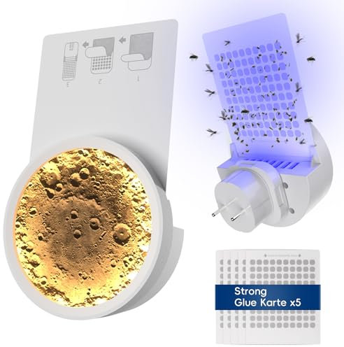 TONYFUL Fruchtfliegenfalle Innenbereich, Insektenvernichter Elektrischer, Mückenschutz, UV-Licht Obstfliegenfalle, Elektrische Fliegenfalle für Innenbereich(1 Gerät+5 Nachfüllungen)