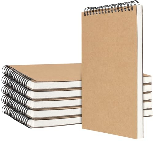 CHUENHEI Bloc de dibujo A5, 6 unidades, tamaño A5, en blanco, con 60 páginas/30 hojas, cuaderno de bocetos A5 para dibujos y bocetos, 14,7 x 21 cm, color marrón