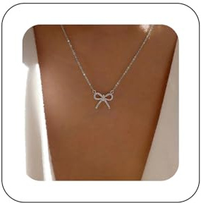 Yheakne Collana con pendente a fiocco in cristallo vintage Collana girocollo con fiocco in strass Collana con fiocco in argento con cz Collana con fiocco cavo Collana di gioielli per le donne