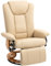 HOMCOM Manual Recliner Chair with Footrest, Upholstered Reclining Armchair with Adjustable Backrest and Steel Frame, PU Leather Swivel Chair for Living Room, Bedroom, Beige