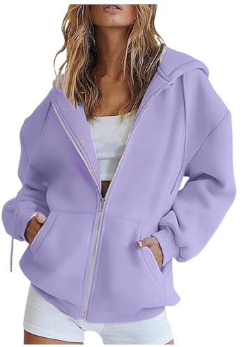 Generisch Damen Hoodie Sweatjacke Baumwoll Zipper Sweatshirtjacke Damen Pullover Oberteile Kapuzenjacke Lang Sweatshirt Kapuzenpullover Mit Kapuze Langarm Sport Style Mit Reißverschluss Oversize