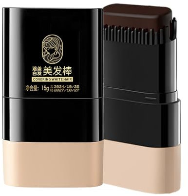 2025 Neuer Haarfärbestift für graues Haar, Instant Hair Color Stick mit integriertem Kamm, Ausbesserungskamm 2 in 1, wasserfester und schweißfester Haarfärbestift (Schwarzteefarbe, 15g)