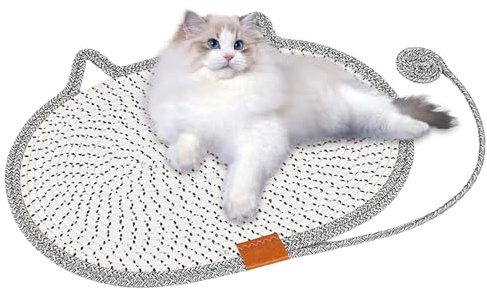 Yonuaret Tapis griffoir pour chat - Corde en coton - Avec jouets pour chats - Accessoire pour animaux de compagnie - Simulation de chasse - Stimulation mentale de mouvement et réduction de l'ennui
