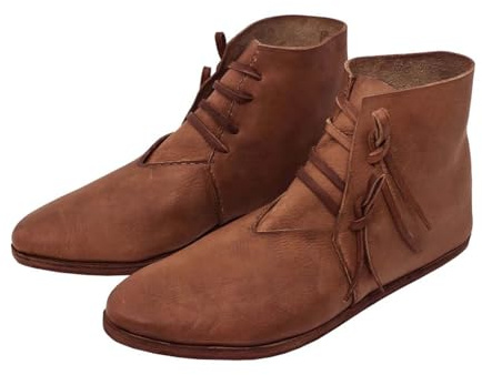 Générique Bottines Médiévales pour Homme à Enfiler Style Médiéval à Lacets, Chaussures Décontractées Talon Bas, Bottes de Cosplay Médiévales Renaissance Unisex pour Le Quotidien