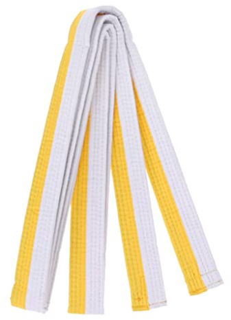 Okiyakusama Cintura da Taekwondo, Cintura da Karate, Cintura da Judo a Doppio, Materiale Morbido Professionale, Comoda per Maestri E Principianti, Bianco e Giallo