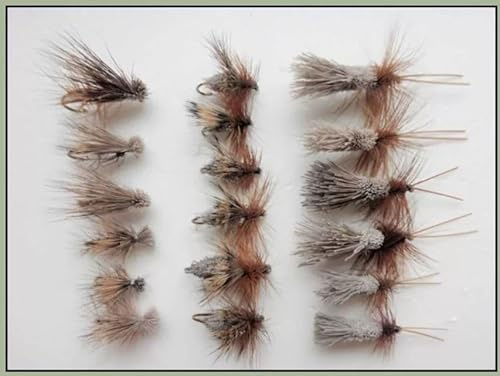 TroutfliesUK Moscas de Trucha de seto, Paquete de 18 Ciervos, sedán de Alce y G & H, tamaño Mixto, para Pesca con Mosca, X345, 12