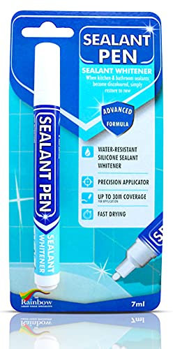 Rainbow Chalk Markers Brilliant White Silicone Sealant Pen - Restores Silicone Sealant around Baths Showers Sinks Toilets - 7ml (White)