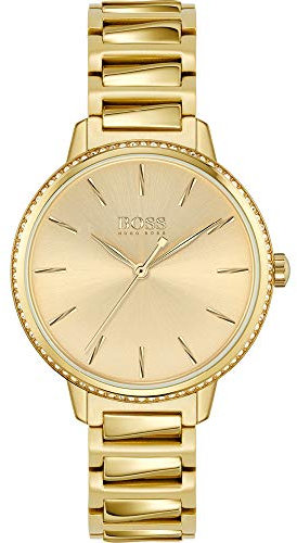 BOSS Analog Quarzuhr für Damen mit Gelbgoldfarbenes Edelstahlarmband - 1502541