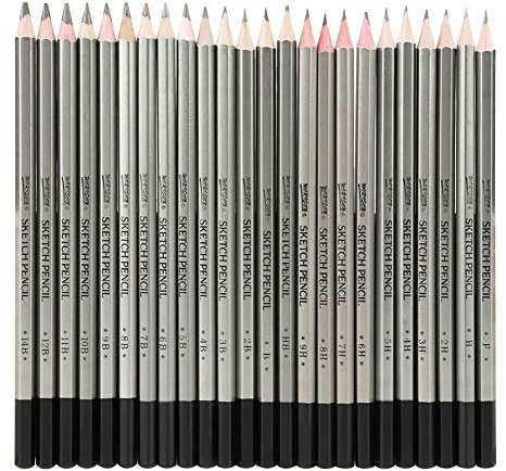 24 lapices de pintura de colores, lapiz de dibujo de grafito para bocetos, juego de lapices de dibujo profesional, suministros de mezcla de sombreado para artistas principiantes 9H-14B