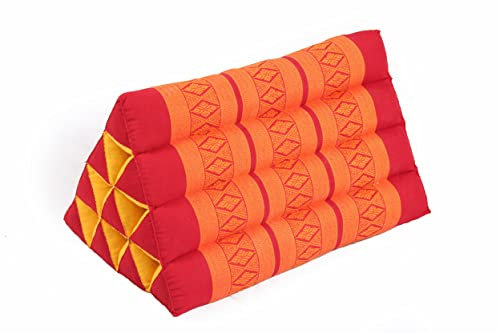 Handelsturm Dreieckskissen ca. 50x28 cm, mit Kapok Füllung, traditionelles Thai-Design (rot-orange)