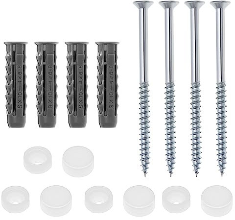 Juego de 2 pernos de anclaje para bidé de inodoro, kit de fijación de inodoro a suelo, incluye tornillos, tapones de pared, arandelas y tapas de extremo