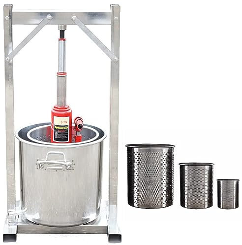 Pressa per Miele di Frutta Grande Fai-da-Te, Estrattore Manuale in Acciaio Inossidabile Pressa per Cera D'Api, Sidro, UVA, Estrattore per Pressa per Produzione di Vino E Succhi con Fusto E Colino,36L