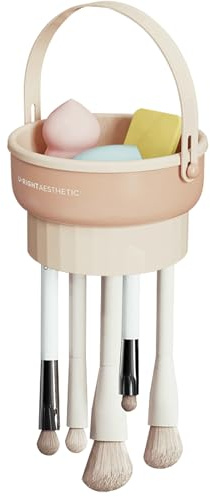 Veki 3 in 1 Silikon Pinselreiniger, Make Up Pinselreiniger zum Reinigen, Trocknen und Aufbewahren, Tragbares Makeup Pinsel Reinigungsmatte für Makeup Pinsel, Makeup Schwamm (Khaki)