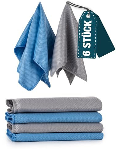 REBUy-Mikrofasertücher-Premium Microfasertücher, Reinigungstücher, Putzlappen-besonders saugfähig, streifenfrei, Spülschwamm & Spüllappen für Autos, Haushalt, Fenster, Möbel - Set mit 6 Tüchern