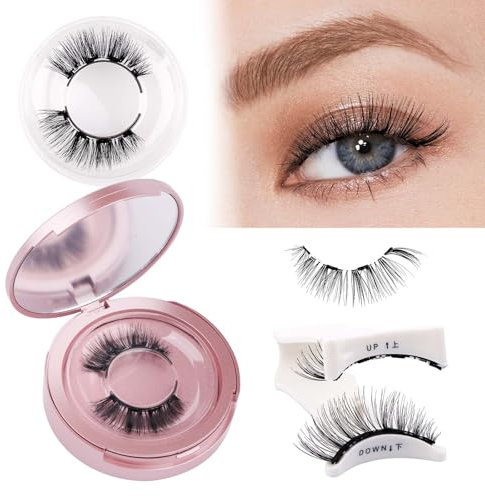 Fadlash Pestañas Postizas Kit Magneticas 2 Pares Pestañas Magnéticas Reutilizables 3D Kit de Pestañas Magneticas Duales Con Clip,Impermeable no Requiere Pegamento (DWSP+N07)