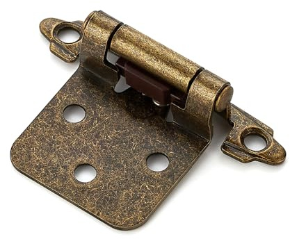 Home Expert Antique Brass Cabinet Hinges, 1/2 Inch Overlay, 4 Pack(2 Pairs)