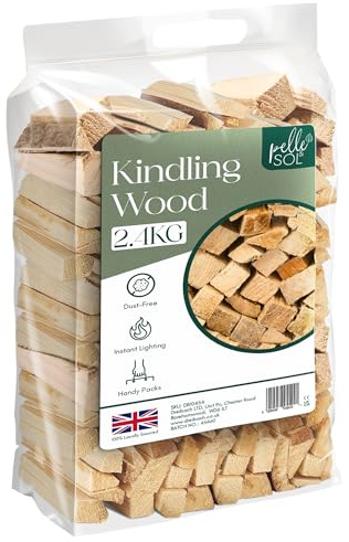 Pelle & Sol 2.4kg Kindling Wood, 1 Pack for Fireplaces, Stoves & BBQs
