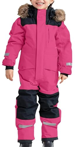 Mono de Nieve para Niños, Traje de Esquí Cálido de Una Pieza para Niños y Niñas, Traje de Nieve Impermeable para Invierno, Cálido, Transpirable, con Capucha, con Cremallera, 2-15 Años (6-7 Years)