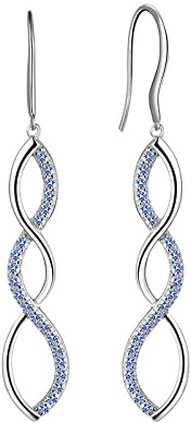 Aurora Tears Damen 925 Sterling Silber Ohringe Ohrhänger Spirale Design mit klein Lila Kristall DE0062H