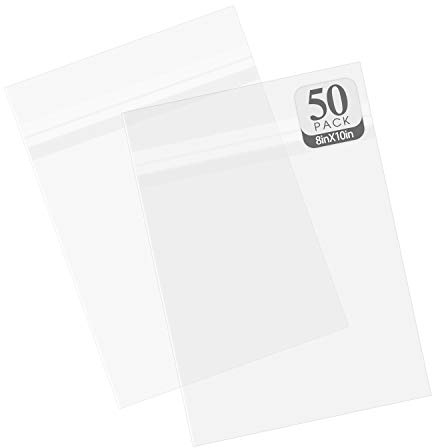 Golden State Art, Pack of 50 Acid-Free Crystal Clear Sleeves Storage Bags for Framing Mats Mattes (8 3/8x10 1/8 inches)