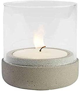 APS Windlichter „Element“, Teelicht, Beleuchtung, Windlicht aus grauem Beton, möbelschonende Unterseite, Ø 7,5 cm, 13 cm Höhe