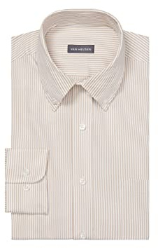 Van Heusen mens Regular Fit Pinpoint Stripe Dress Shirt, Birch, 15.5 Neck 34 -35 Sleeve Medium US