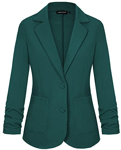 MINTLIMIT Slim Fit Casual Work Office Blazers One Button Jacket with Pockets (Green,Size S)