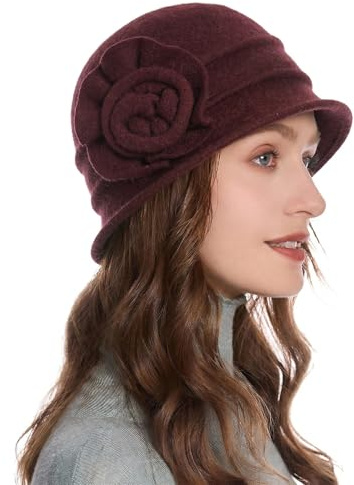 ZLYC Chapeau de Bowler d'hiver en Laine pour Femme - Style Vintage des années 1920