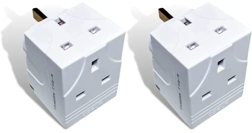 Laxis 3 Way Triple Plug Adaptor, 13A 250V UK Pin Multi Socket Extension Multiplug Adapter - Pins Splitter Plug, for DVD, Computer, Laptop, TV & Accessories