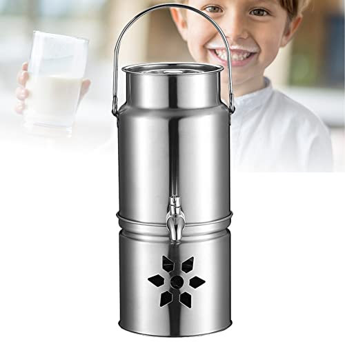 EROFEL Milchwärmer-Spender mit Wasserhahn, Heißwasser-Spender-Teekessel, 5L Heißwasser-Spender-Teekessel/304 Edelstahl-Milchkanne mit Brennstoff-Tablett-Basis und Griff für Brauen/Buffet/Kommerziell