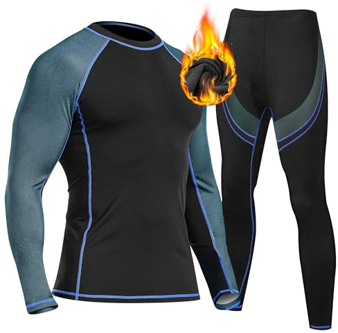 UNIQUEBELLA Suit Esquí Térmica Ropa Interior Térmica Manga Larga Camiseta + Térmica Pantalones Largos, Deportes de Invierno, Conjuntos térmicos para Hombre