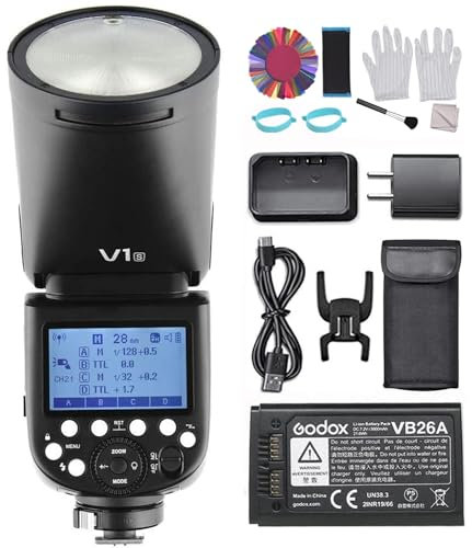 Godox V1-S Camera Flash Round Head Speedlite Speedlight with 2.4G Wireless System, 1.5s Recycle Time Compatible with Sony Cameras for Wedding Portrait Studio Photography