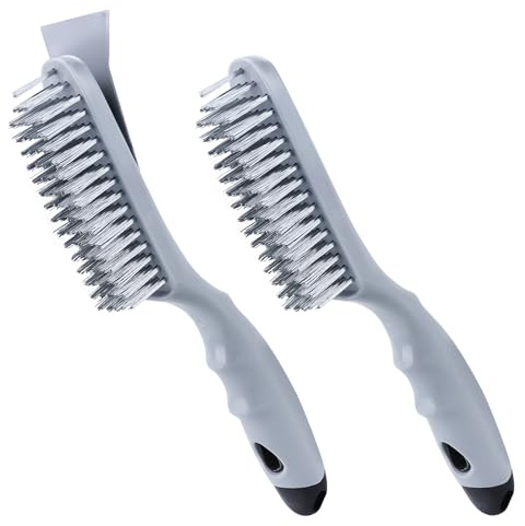 ANDOUNIER Stainless Steel Wire Brush Set 2Pcs,Heavy Duty Wire Brushes with Strong Handle & Metal Scraper,for Cleaning Welding Slag & Rust,Dust and Paint Scrubbing