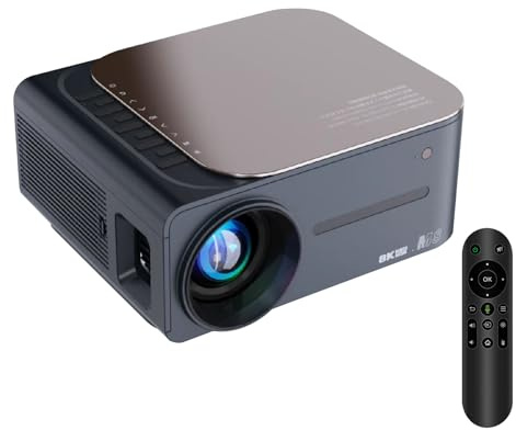 Docooler Beamer 8K HDR Ultra Clear 2.4G + 5G WiFi BT5.0 bärbar trapetsprojektor med Android 9 stor skärm 80 tum AI smart röststyrning för telefon