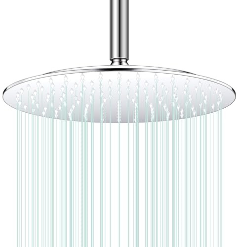 Docce Fisso Rotondo Soffione Doccia a Pioggia in Acciaio Inox Soffione Doccia a Pioggia con Getti In Silicone Anticalcare 304 Acciaio Inox Ultra Sottile (Cromo, 30 cm)