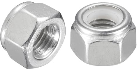 sourcing map 25Pcs 5/16-24 Nylon Insert Hex Lock Nuts, 304 Stainless Steel Self-Locking Nylon Insert Stop Nut for Industrial Construction Fasteners, Silver&White