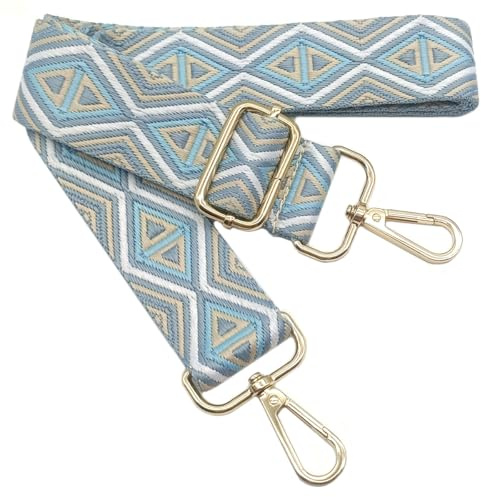 Correa de Hombro Ajustable para Mujer Beige Gris-Azul, 80-130cm Correa de Reemplazo Bolso Colorida para Mujer con Hebilla de Oro Correa Ancha para Bolso para Piel, Monedero, Cruzados, 3.8cm, 1206