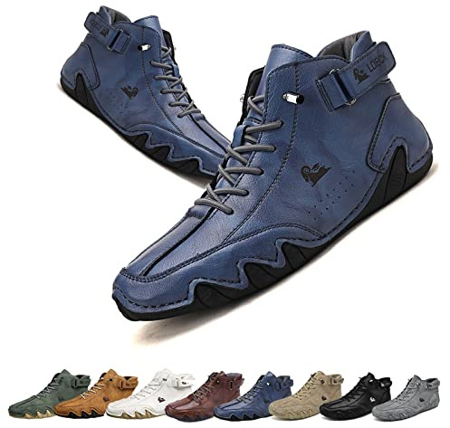 Bottes hautes italiennes en daim faites à la main – Beck Shoes Baskets décontractées imperméables for homme, bottes Chukka montantes antidérapantes et respirantes for l'extérieur toutes saisons(bleu,4
