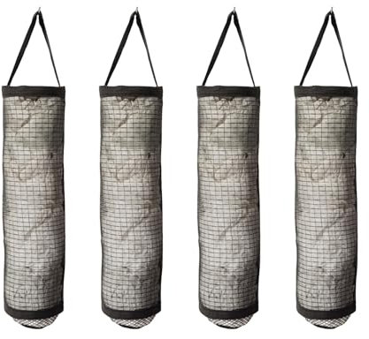 4 Soportes para almacenar Bolsas de plástico. Almacenamiento Transpirable de Bolsas de Basura. Malla Plegable para Colgar en Cocina, lavadero, baño. Organizador y dispensador de Bolsas.